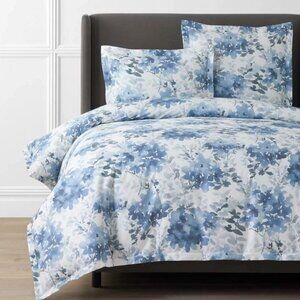 Floral Grove Premium Smooth Wrinkle-Free Sateen Duvet Cover - Dusty Blue, Full/Q